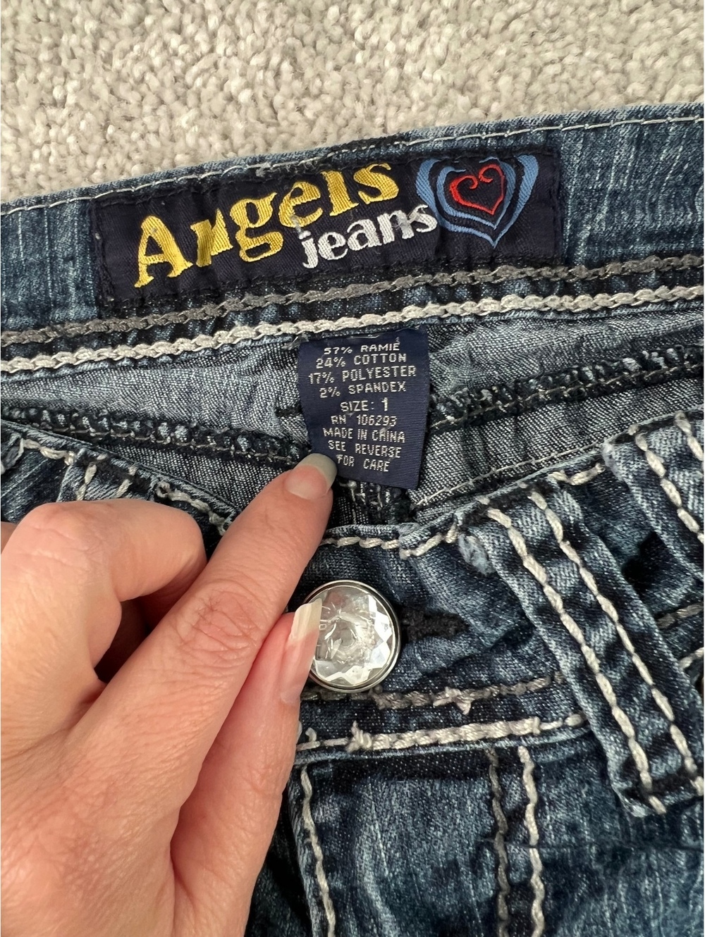 Angels Women's Boot Cut Jeans Size 1 Medium Blue Denim - Picture 3 of 5